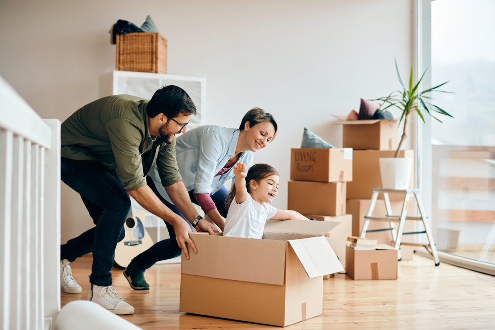 A family moving into their new home.